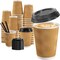 Coffee Cups-90 Pack Disposable Coffee Cups with Lids and Straws, Insulated Ripple Wall To Go Paper Coffee Cup for Coffee, Hot Chocolate and Hot Tea Drinks - Champagne